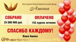 «Ашана»: собрано 25 млн рублей на оплату 155 курсов лечения